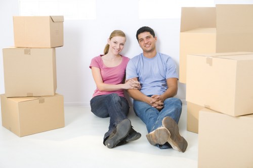 Student removals team handling boxes in Bermondsey