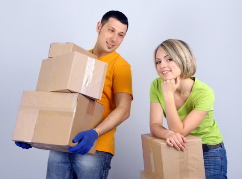 Packed boxes and furniture prepared for a Bermondsey move