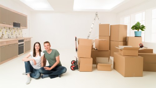 Boxes and furniture being loaded for a Bermondsey move