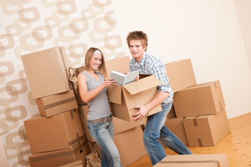 Packed boxes and furniture ready for removal services in Bermondsey