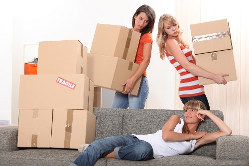 Apartment relocation service with boxes and trolley in Bermondsey